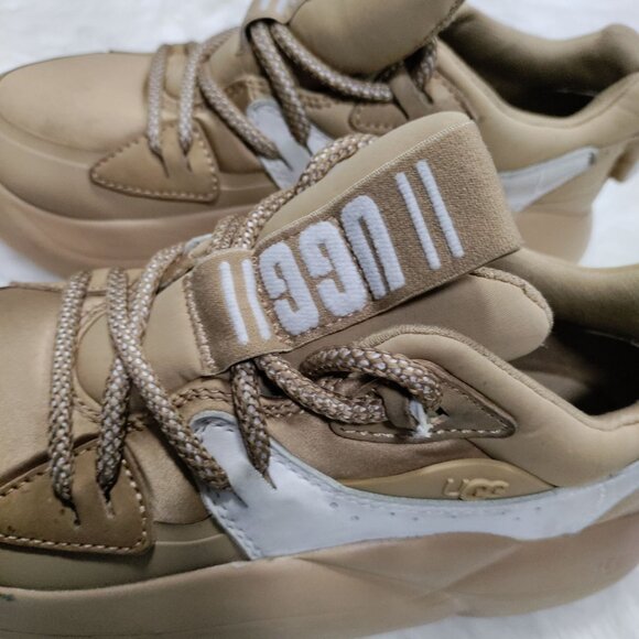 UGG Women's Sand/White LA Alto Cloud Lace Platform Fashion Sneaker Size 6 - Picture 8 of 13